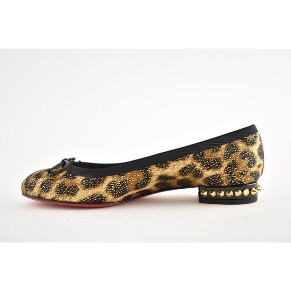 Christian Louboutin La Massine Black Gold Leopard Spike Ballerina Ballet Flat 36 - Picture 8 of 11